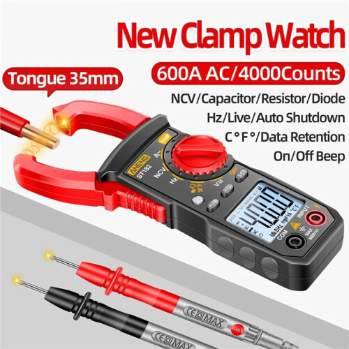 ANENG ST182 Digital Multimeter Clamp Meter AC Current /AC Voltage Ammeter Voltages Tester Amp Hz Capacitance NCV Ohm Test 2