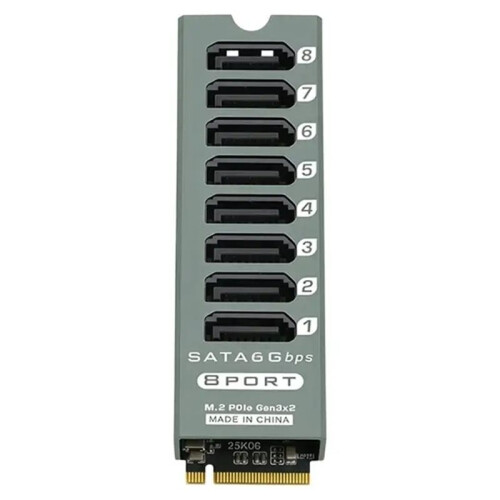8 Port  3.0 Expansion Card for M.2 PCIe Slots High-Speed 6Gbps  Controller for Data Centers