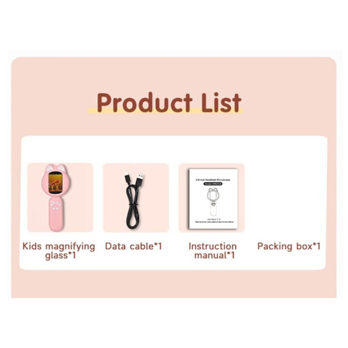 Kids Microscope with 2inch IPS Screen Handheld Digital Microscope Magnifying STEM Science Toy for Children Educational 2