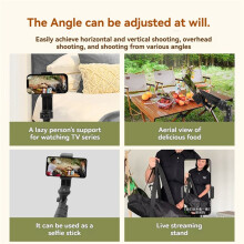 1.6M Phone Tripod + Rotatable Phone Clip Telescopic Live Streaming Panoramic Camera Stand Travel Tripod