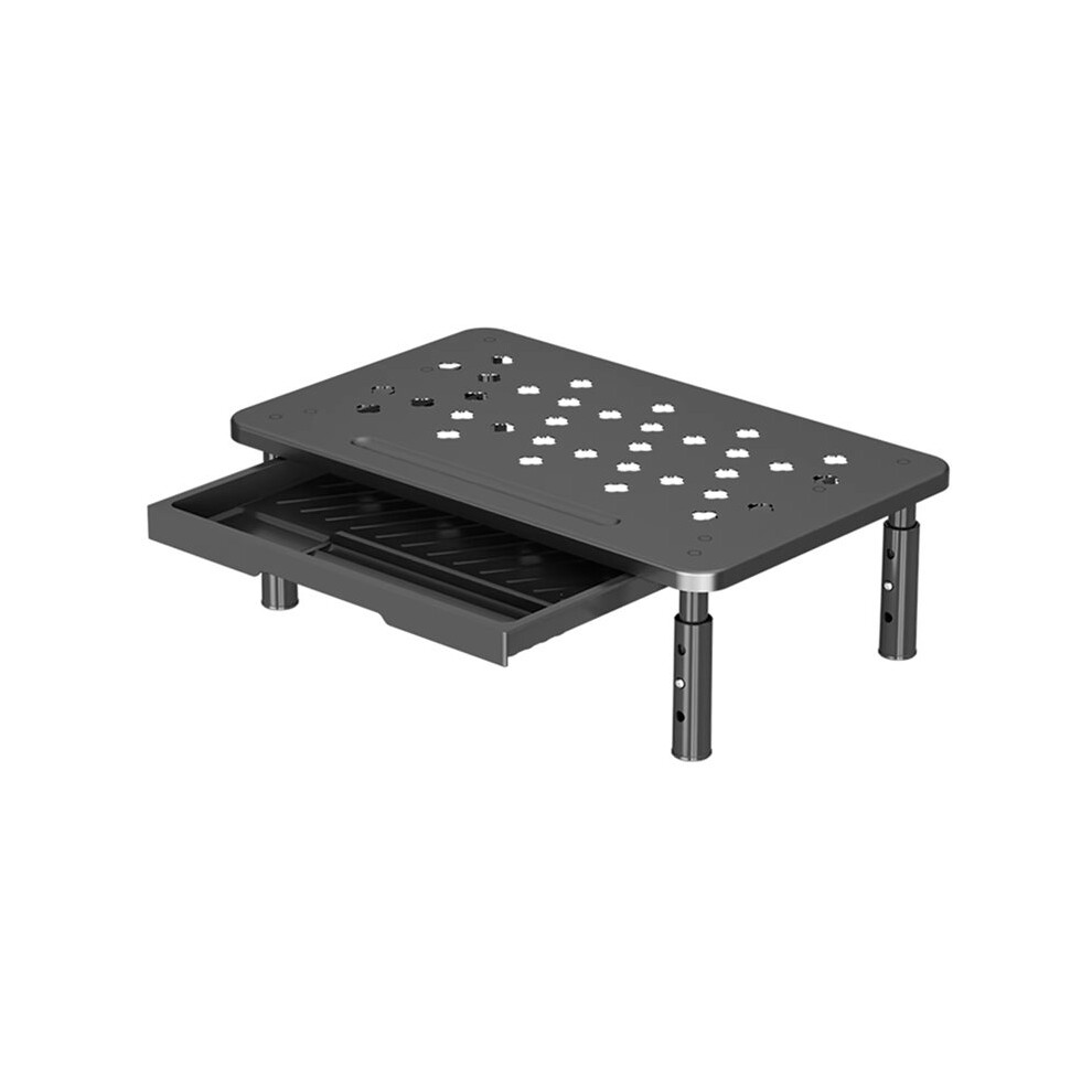Computer Monitor Stand 3 Height Adjustable Computer Rack With Drawer Elevated Pc Screen Stand Reduce Neck Strain Black 4713617107449