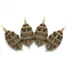 Accesorios de pesca Alimentador de metodo en linea de plastico Juego de moldes de 4 comederos Carpa Plomo de la pesca Canal de pesca 15g 20g 25g 35g