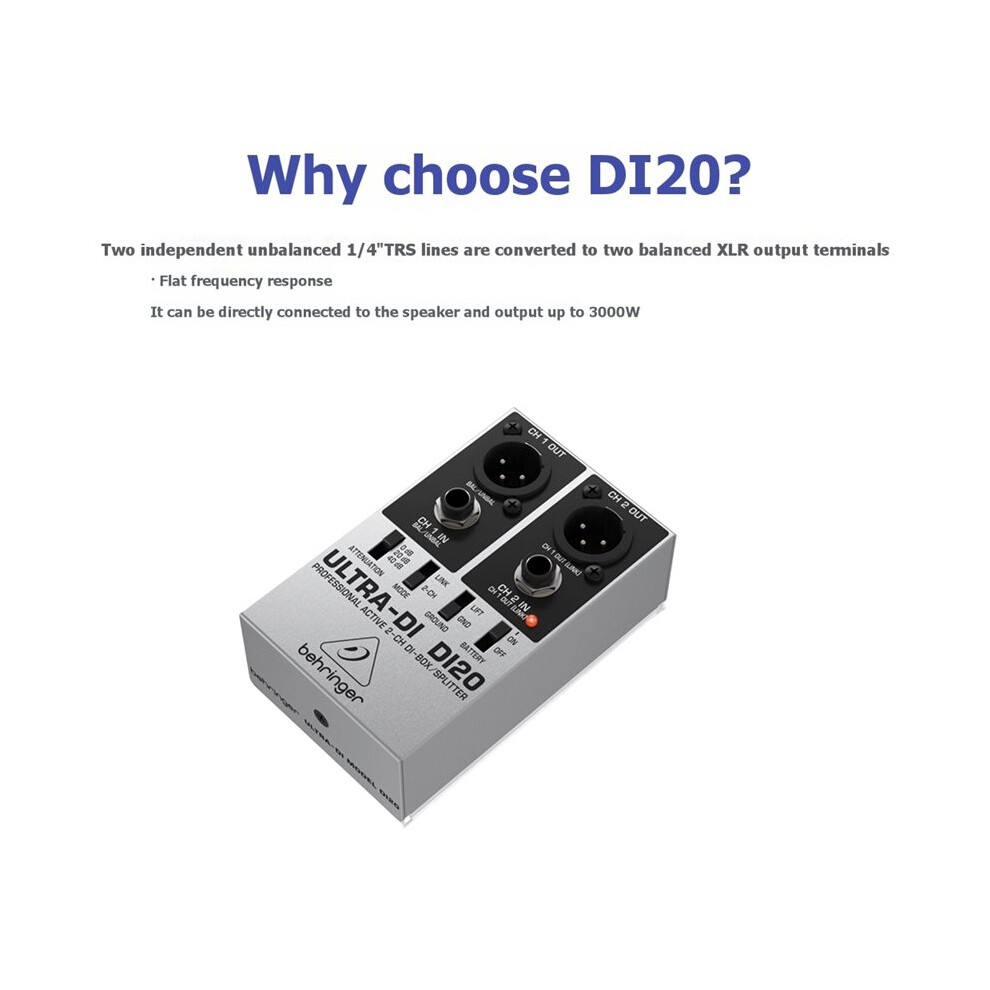 DI20 Professionelle Aktive 2-Kanal-DI-Box zum Anschluss Von Gitarre und ...
