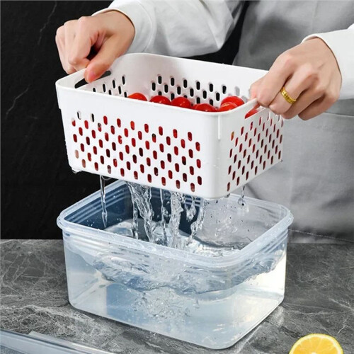 Refrigerator Storage Box Fridge Organizer Vegetable Fruit Drain Basket Storage Container Pantry Kitchen Organizer 1