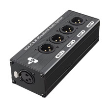 1x4 XLR Gebalanceerde Audiosplitter, 1 Ingang, 4 Uitgangen, Audiosignaalverdeler, Geen Voeding Nodig, Audiodistributie