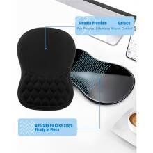 Ergonomisk Musmatta med Handledsstöd, Halkfri PU-Bas, Bekväm Musmatta för Kontor, Hem, Datorbord