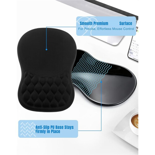 Ergonomic Mouse Pad with Wrist Rest, Non-Slip PU Base, Comfortable Mouse Mat for Office, Home, Computer Desk