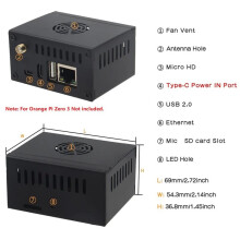 Metalen Behuizing voor Orange Pi Zero 3, Metalen Behuizing met Ventilator en Koelblok voor Orange Pi Zero 3