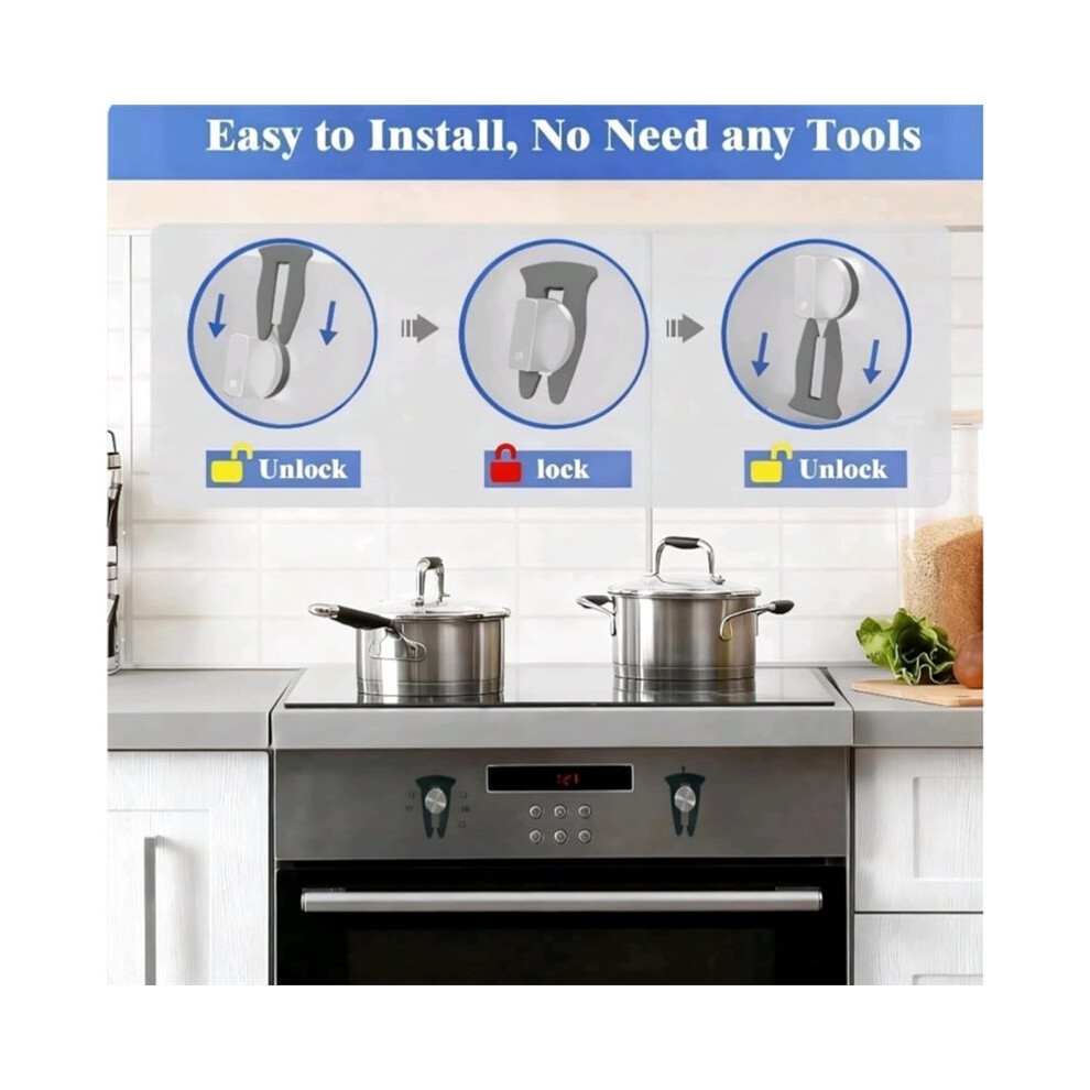 1 Set/6Pcs Gas Stove Knob Locks For Child Safety,Knob Safety Covers, Child Proof Oven Knob Locks, Grey