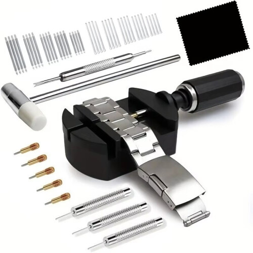 52pcs/Set Professional Watch Repair Tool Kit, Including Lug Presses, Hammers, Spring Bars, Chain Saws, and Strap 2