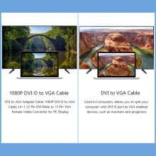 Cabo Adaptador DVI para VGA 1080P Cabo DVI-D para VGA 24+1 25 Pinos DVI Macho para 15 Pinos VGA FêMea Conversor de VíDeo para Monitor de PC