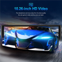 10.26" Touch Screen Car DVR Dashcam Wireless CarPlay Android Auto Dual Lens Video Recorder Dual Dash Cam DVR