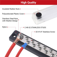 1 Set Car Terminal Block, for RV and Yacht Busbar 20 Way Busbar Set 12-36V 150A High Current, for Truck Boat RV Marine