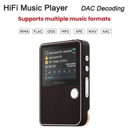 Mrobo 32G Memory HiFi Music Player Hardware-Level DAC Decoding MP3 Player 1.77-Inch Scroll Wheel Control Lossless Audio Player 1