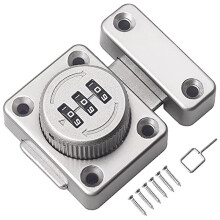 Mechanical Keyless Cabinet Lock, Swivel Drawer Lock Combination Lock, Combination File Cabinet Lock (Silver)