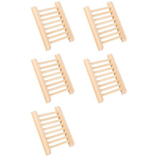 5X Wood-Color Trapezoid Natural Wood Soap Plate Box Bath Soap Tray Holder Dish Shower Wash 12 X 9 X 1.7cm