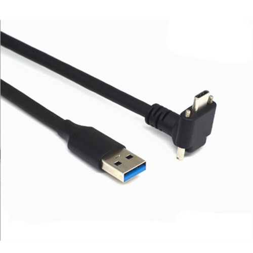 Down  Angled USB 3.1 Type-C Dual Screw Locking to Standard USB3.0 Data Cable 90 Degree for Camera 1m 1