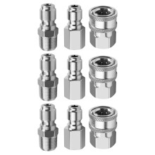 3X NPT 3/8 Pulgadas Kit de Conector Rápido Macho Y Hembra Kit de Adaptador de Arandela de Presión Y 1 Piezas NPT 3/8 Pulgadas Arandelas de Presión