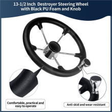13.5 Inch 5 Spoke Boat Steering Wheel with Knob for Marine Yacht Stainless Steel Control Steering Wheel