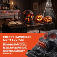 Lampe de Table Crâne Flamme, Lampe Crâne Décorative Halloween, Veilleuse LED Décorative, Artisanat en Résine, Rechargeable par USB