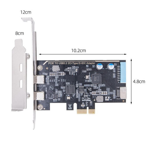 Scheda Adattatore da PCI-e A Type-C, Scheda di Espansione PCI-e A Type-C X2 + Type-e + 19 PIN, USB 3.2 GEN1 A 5 Gbps per Win7/8/10/11 2