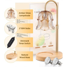 1 Lampada Riscaldante A Candela con Timer Regolabile, Dimmerabile, per Sciogliere La Cera In Vetro A Forma di Fiore, con Base Retrò e Spina Europea