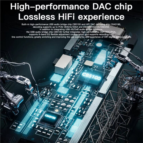 KEYSION CS43198 USB DAC Audio HiFi Decoder 384KHz DSD256 Type-C to 3.5mm Adjust EQ HD Headphone Amplifier for IOS Android Win10 1