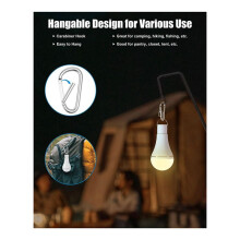 USB Rechargeable Light Bulb with Remote for Home Power Outage, Hanging LED Light Bulb with Hook for Outdoor 2 Pack