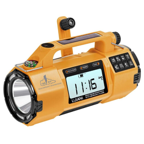 Multi-Function Emergency Radio with AM/FM/SW/WB Bands, Large Flashlight, Large Speaker, Hand-Crank Generator
