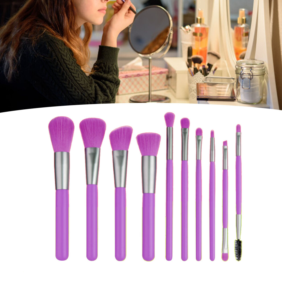 Portable Wood Handle Makeup Brush Set 10pcs