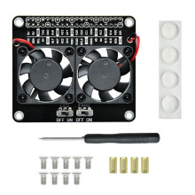 RPI Dual Cooling Fan Shield Expansion Board for Raspberry Pi 5B/4B/Zero with LED RPI Radiator DIY Projects Electronic