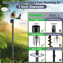 Bird Feeder Pole 1-Inch Dia 79 Inch Bluebird House Pole for Outdoors Weather Station Metal Mounting Kit Adjustable