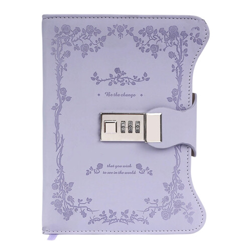 Carnet de notes rétro avec serrure à combinaison, carnet-Lavande