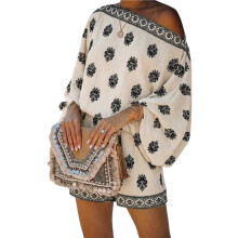 Dames Playsuit met Bloemenprint en Blote Schouders, Strapless Romper, Korte Jumpsuit Wit M
