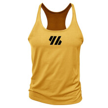 Heren Gym Workout Tanktops Stringer Muscle Cut Shirt Sneldrogend Atletisch Mouwloos T-Shirt Vest Geel L