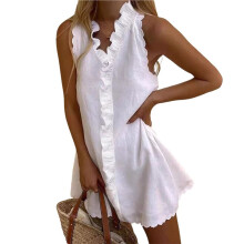 Mouwloze Tankjurk voor Dames, Casual -Jurkjes, Zomerjurkjes Wit S
