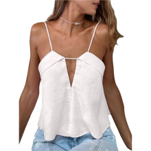 Dames Tanktops met V-Hals en Bandjes, Losse, Casual, Mouwloze Shirts/Blouses Wit S