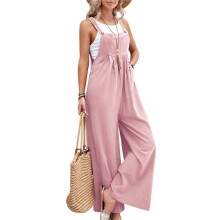Dames Tuinbroek met Bretels, Casual, Losse Pasvorm, Verstelbare Bandjes, Wijde Pijpen, Jumpsuit met Zakken Roze S