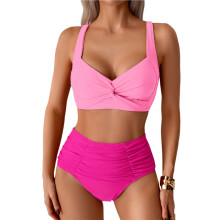Damesbikini'S met Gedraaide Voorkant, Tweedelige Badpakken Rosérood M