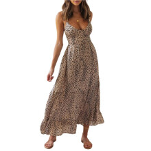 Women'S V-Neck Backless Tie Strap Maxi Dress Fashion Flared Skirt Elegant Evening Gown As Shown L
