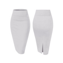 Dames Premium Hoge Taille Nylon Ponte Stretch Potloodrok voor op Kantoor Wit XL