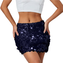 Rok met Pailletten voor Dames - Rekbare, Nauwsluitende Minirok voor een Avondje Uit of een Feestje, Glinsterend en Sprankelend Marineblauw S