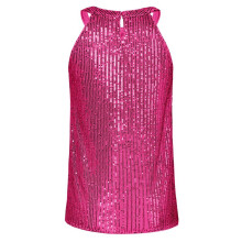 Haltertopjes met Pailletten voor Dames, Mouwloze, Glinsterende Tanktops met Ruches, Zwierige, Sprankelende Feesttop Rosérood M