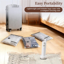 6 PCS Vacuum Seal Bags, Compression Space Saver with Electric Air Pump, for Travel, Home Storage, Clothing