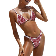 Damesbadpakken: String Microbikini, Bloemenprint, Tweedelige Set, Badpak, Bandeau Top met Kleurblokken Bloemkleur 7 L
