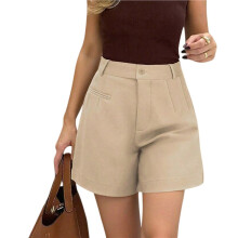 Womens Shorts Dressy High Waisted Wide Leg Tailored Shorts Pleated Business Casual Work Trouser Shorts Khaki XXL
