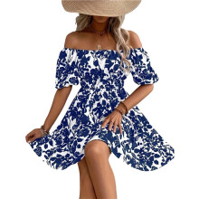 Women'S Tie Back Off Shoulder Wrap Layer Ruffle Short Sleeve  Dress  XL