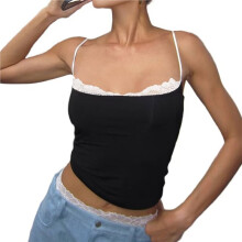 Women'S Tank Top Adjustable Spaghetti Straps Sleeveless Camisole Shirts Black M