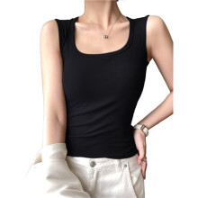 Regata Feminina de Malha de Algodão Sem Mangas, Modelagem Justa, Ideal para Usar Por Baixo de Outras Peças no Escritório. Preto S