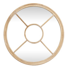 Washed Wood Round Window Mirror